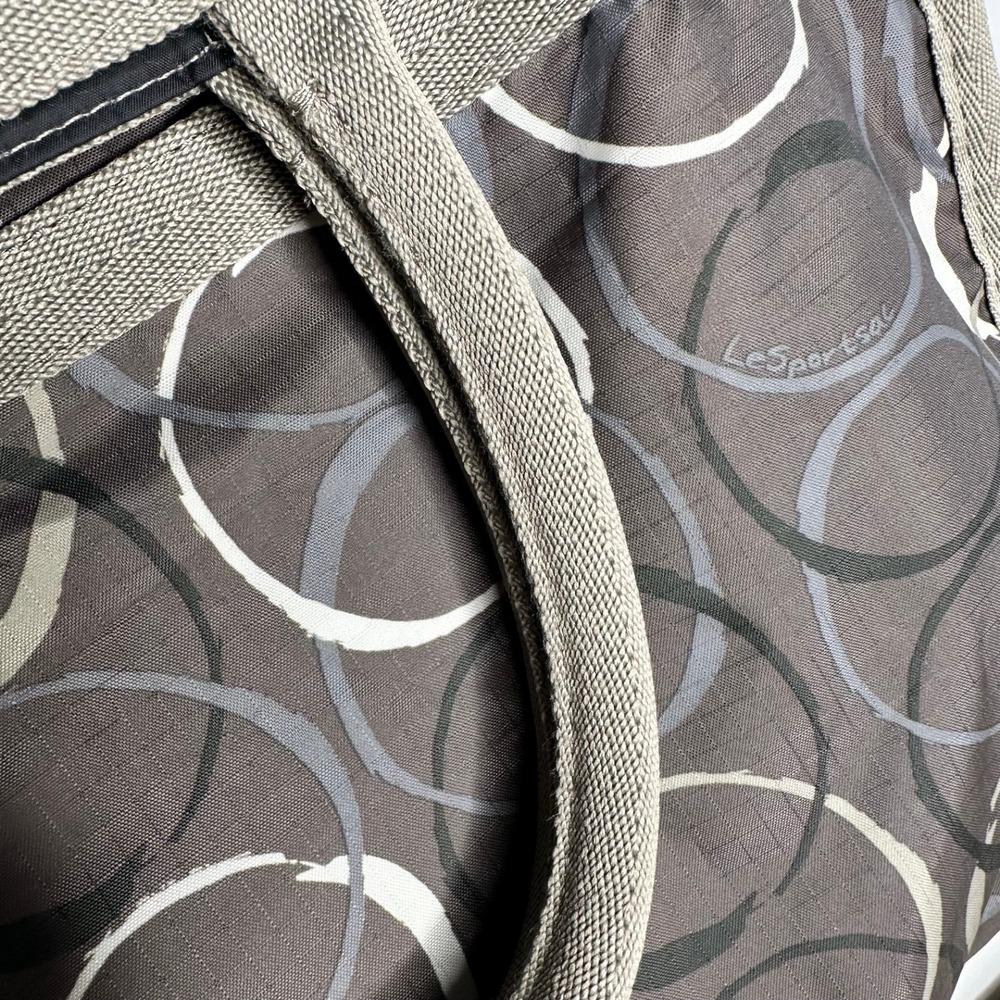 Le Sportsac Foldover Tote Crossbody Circles Large Bag Neutral - Picture 4 of 13